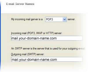Internet Connection Wizard's E-mail Server Names